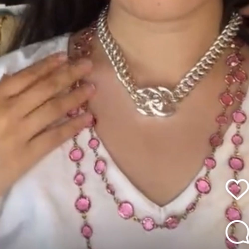 Sold AUTHENTIC Chanel silver tone large chunky CC Turnlock jumbo choker - Picture 7 of 7